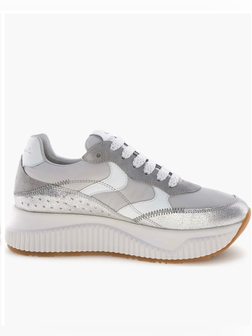 VOILE BLANCHE Lana Fresh Metallic Sneaker in Silver Grey - Picture 4 of 16